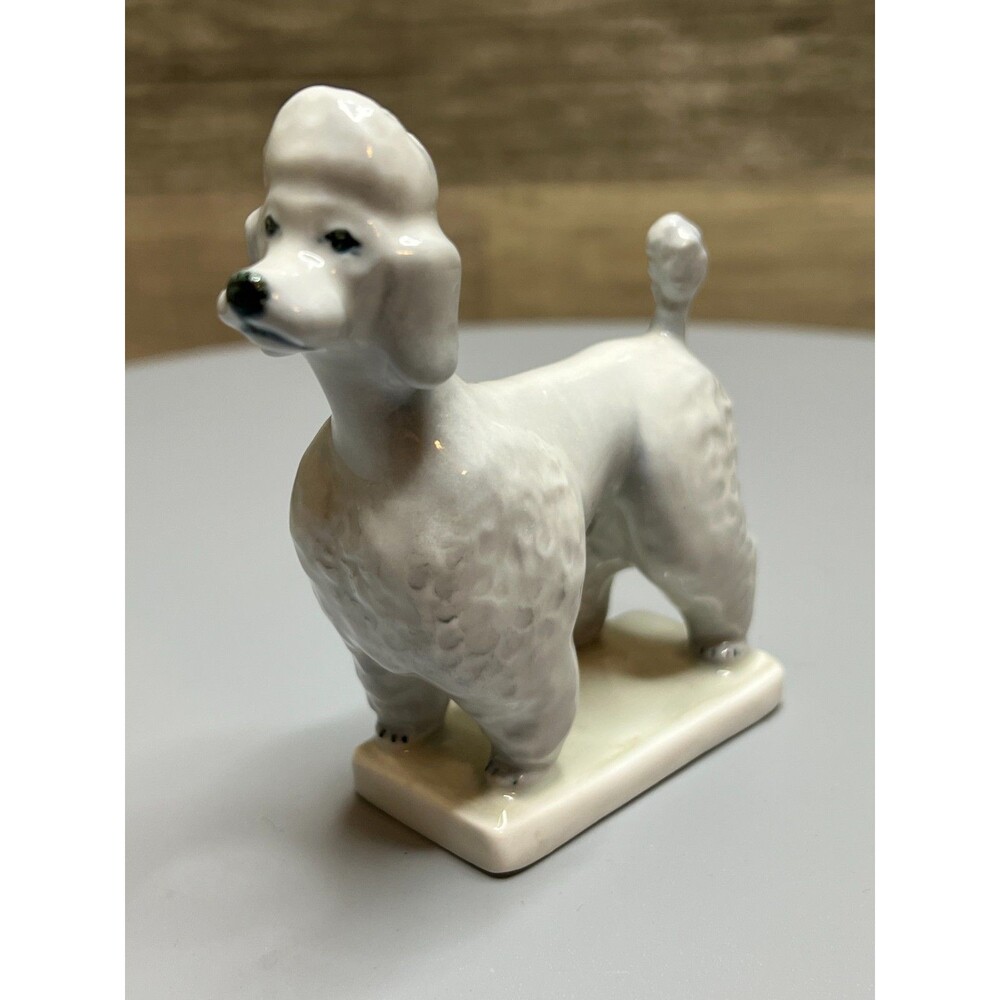 Zsolnay Hungary Porcelain Light Gray Poodle Dog Figure 3.5" - Vintage HTF EUC!